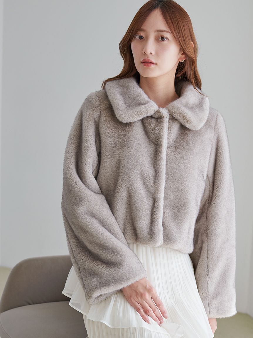 ステンカラーショートファーコートジャケット(ジャケット)｜アウター