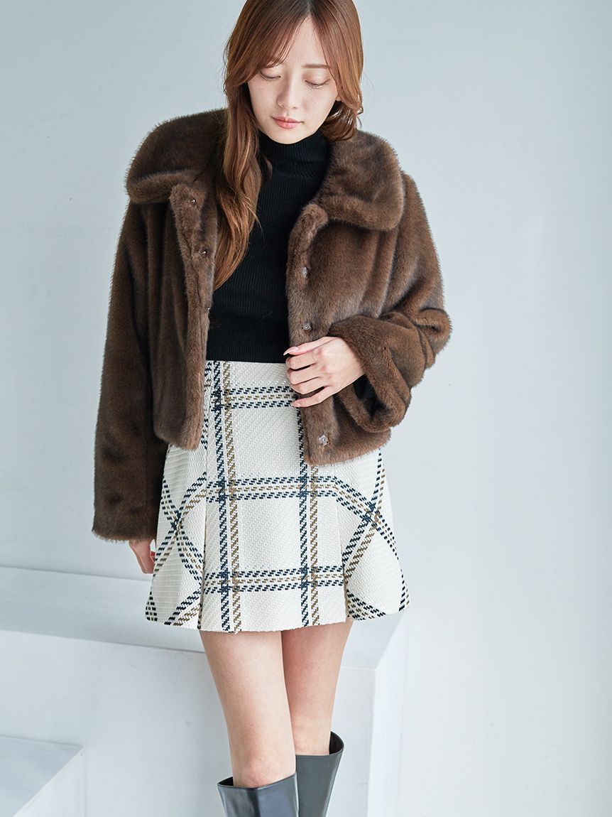 ステンカラーショートファーコートジャケット(ジャケット)｜アウター