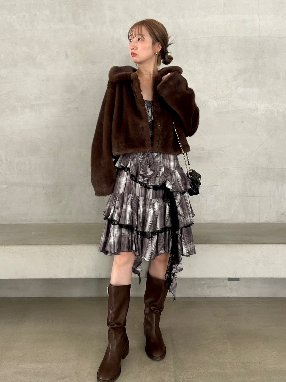 ステンカラーショートファーコートジャケット(ジャケット)｜アウター