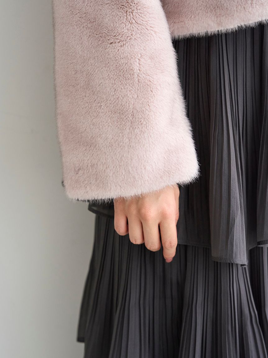 ステンカラーショートファーコートジャケット(ジャケット)｜アウター