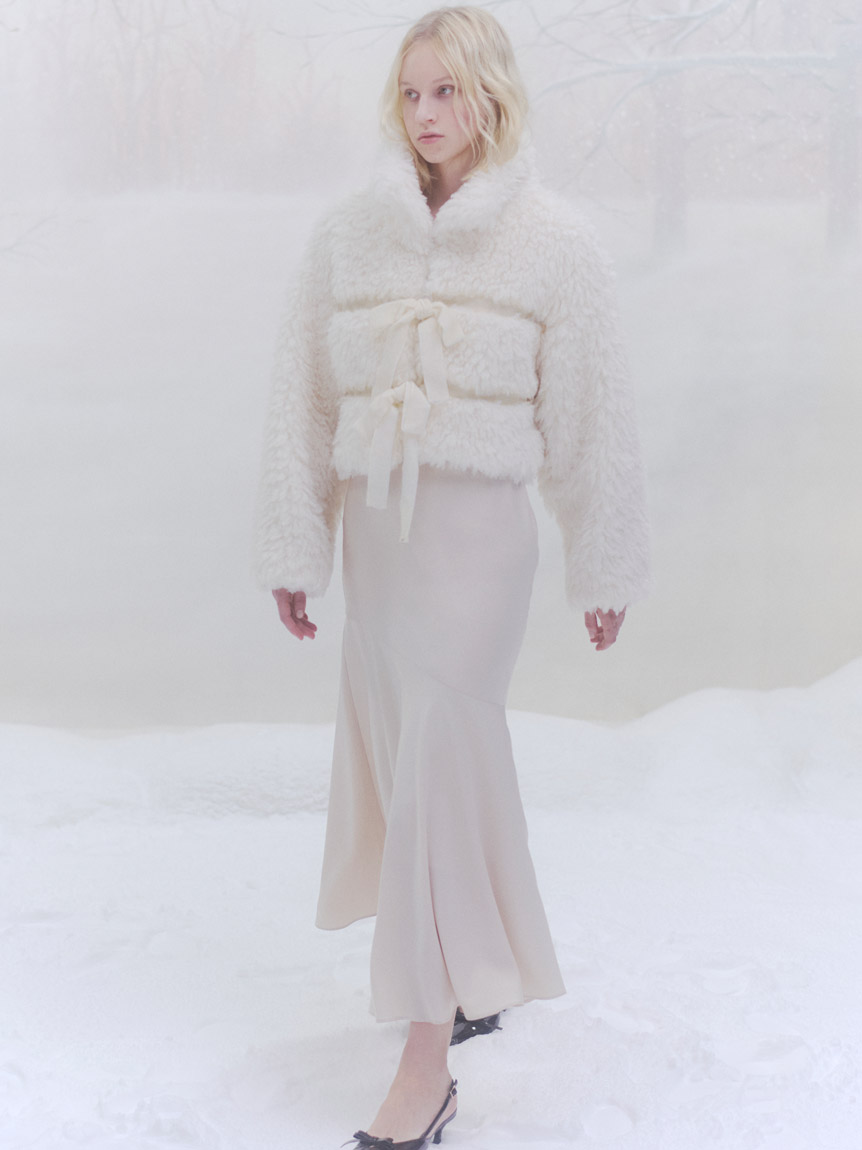 Sustainableリボンボアショートコート スナイデル Sustainableリボンボアショートコート(コート)｜アウター｜SNIDEL