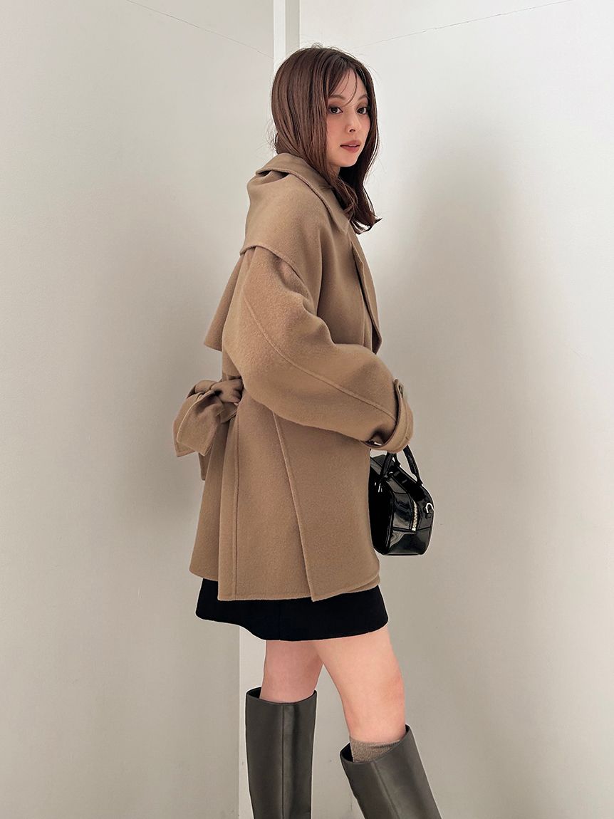 HIGH QUALITY】スカーフ付きウールミドルコート(コート)|アウター HIGH QUALITY】スカーフ付きウールミドルコート(コート)|アウター