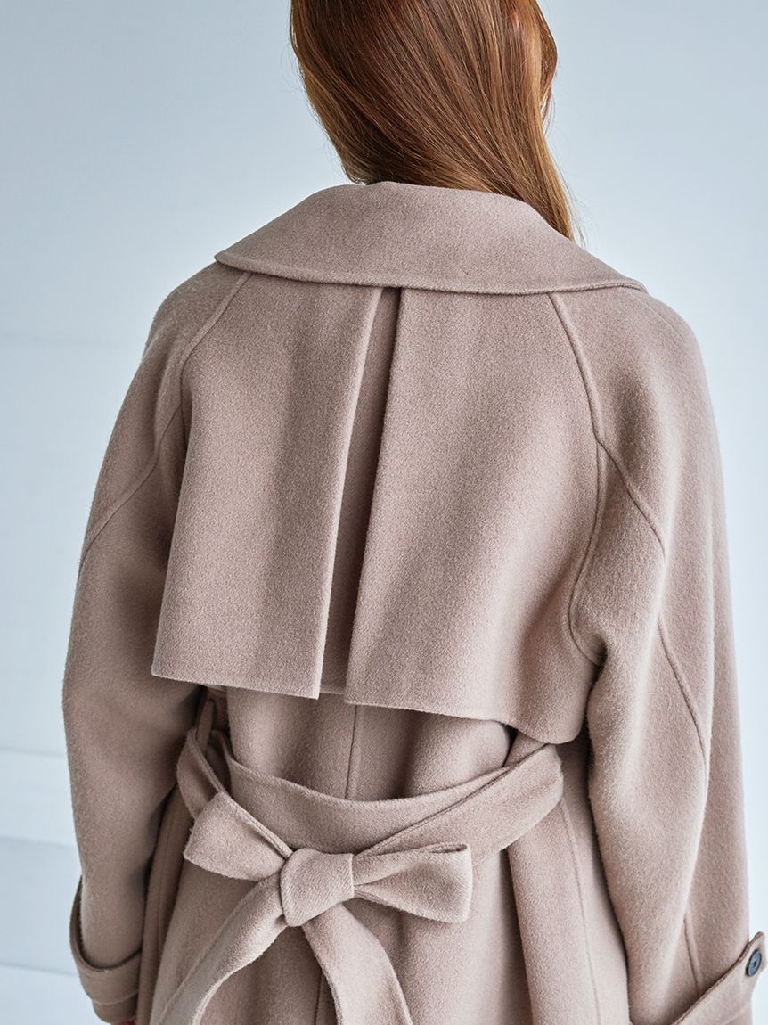 HIGH QUALITY】スカーフ付きウールミドルコート(コート)｜アウター