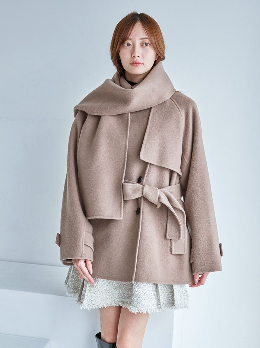 スナイデル【HIGH QUALITY】スカーフ付きウールミドルコート HIGH QUALITY】スカーフ付きウールミドルコート(コート)｜アウター