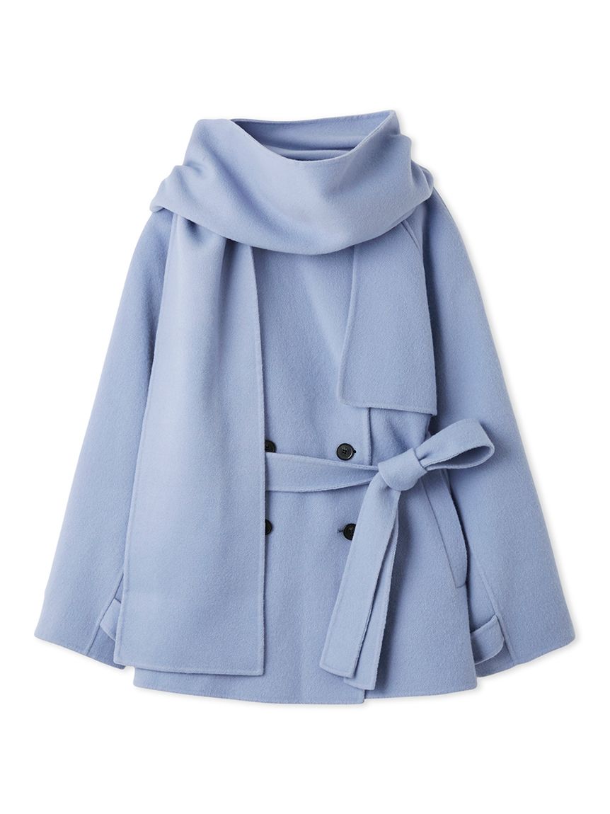 HIGH QUALITY】スカーフ付きウールミドルコート(コート)｜アウター