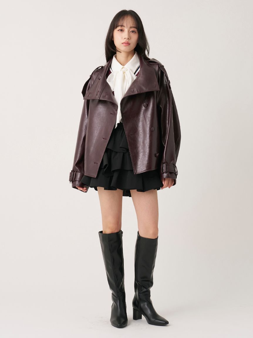 SNIDEL バリエミドルブルゾンBLACK フェイクレザー SNIDEL バリエ