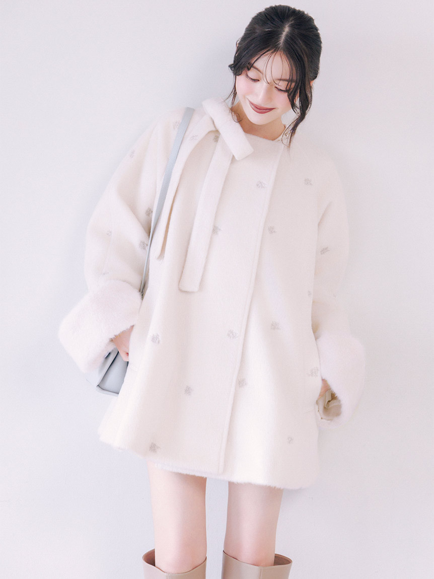WEB限定】ファー付きリボンブローチコート(コート)｜アウター｜SNIDEL