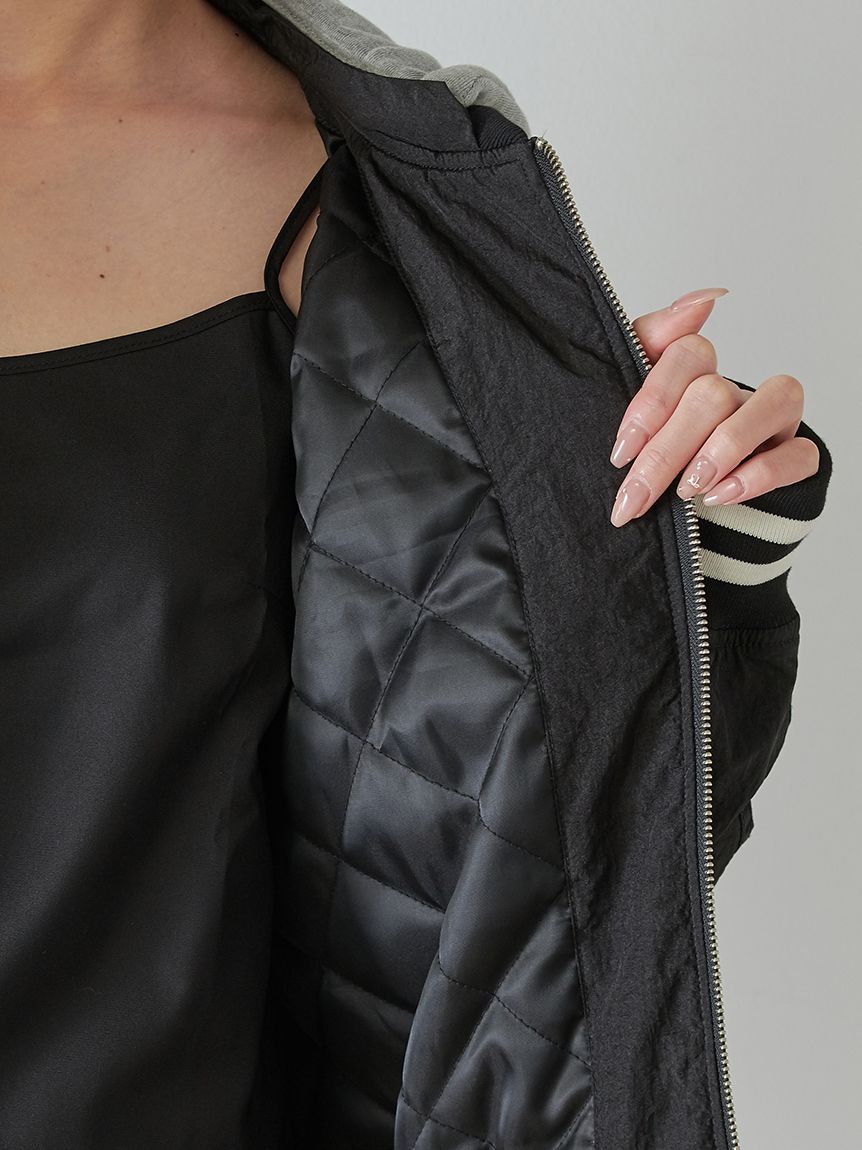 完売Ｍサイズ♥️ SNIDEL【NUTMEG】コラボフード付きMA-1✨ GRY NUTMEG】コラボフード付きMA-1(ブルゾン)｜アウター｜SNIDEL