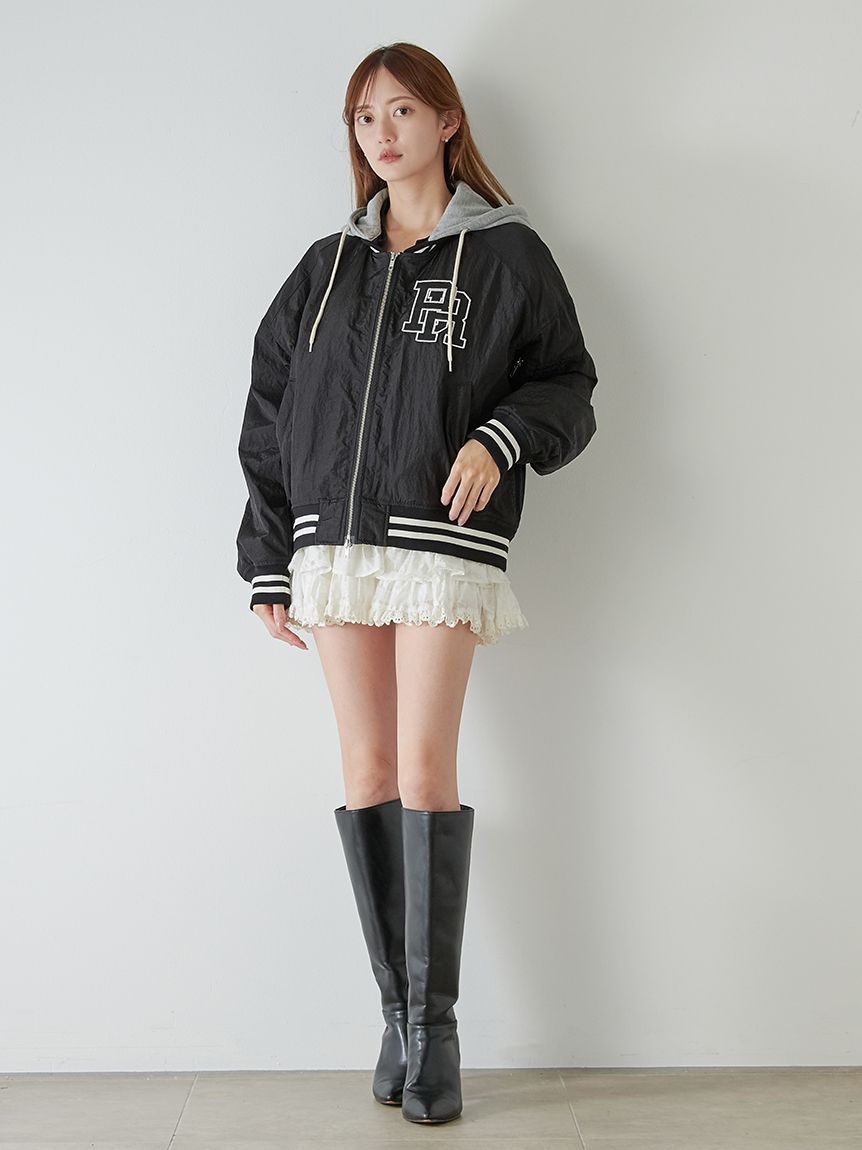 完売Ｍサイズ♥️ SNIDEL【NUTMEG】コラボフード付きMA-1✨ GRY NUTMEG】コラボフード付きMA-1(ブルゾン)｜アウター｜SNIDEL