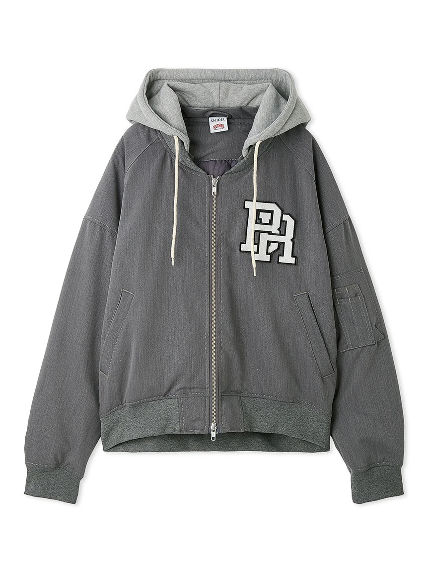 完売Ｍサイズ♥️ SNIDEL【NUTMEG】コラボフード付きMA-1✨ GRY NUTMEG】コラボフード付きMA-1(ブルゾン)｜アウター｜SNIDEL