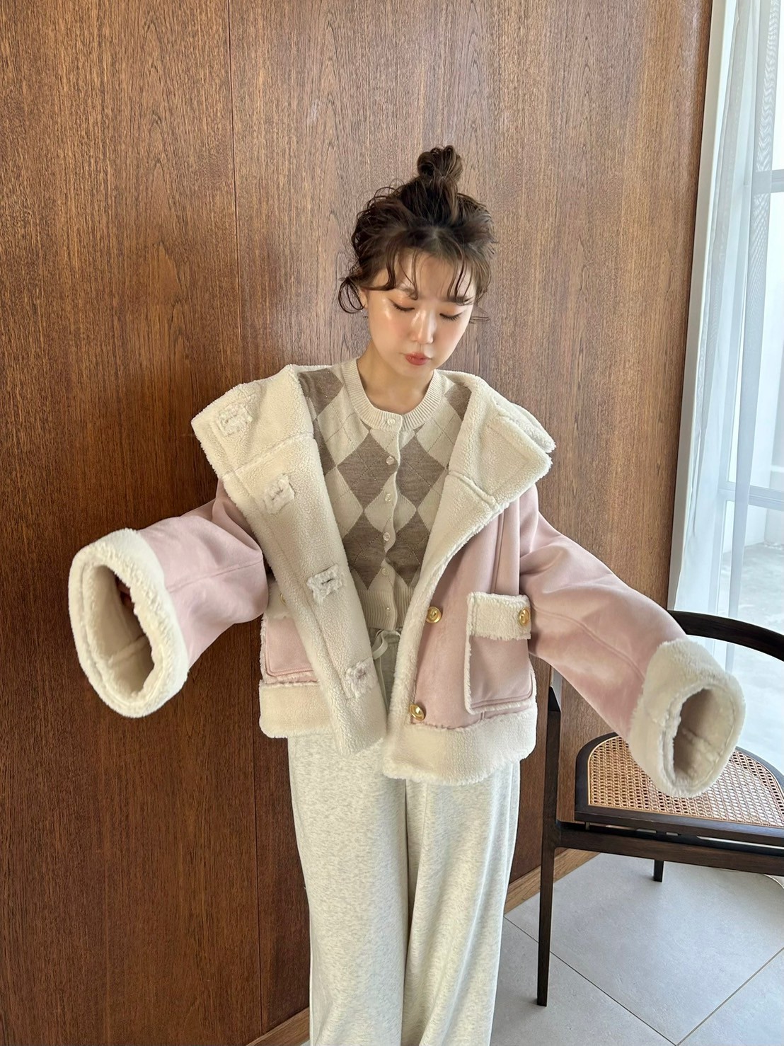 WEB限定/ボアコレクション】金ボタンバリエジャケット(ブルゾン