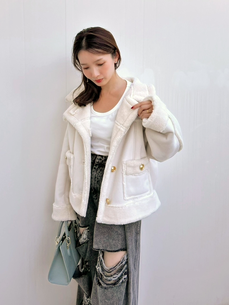 WEB限定/ボアコレクション】金ボタンバリエジャケット(ブルゾン