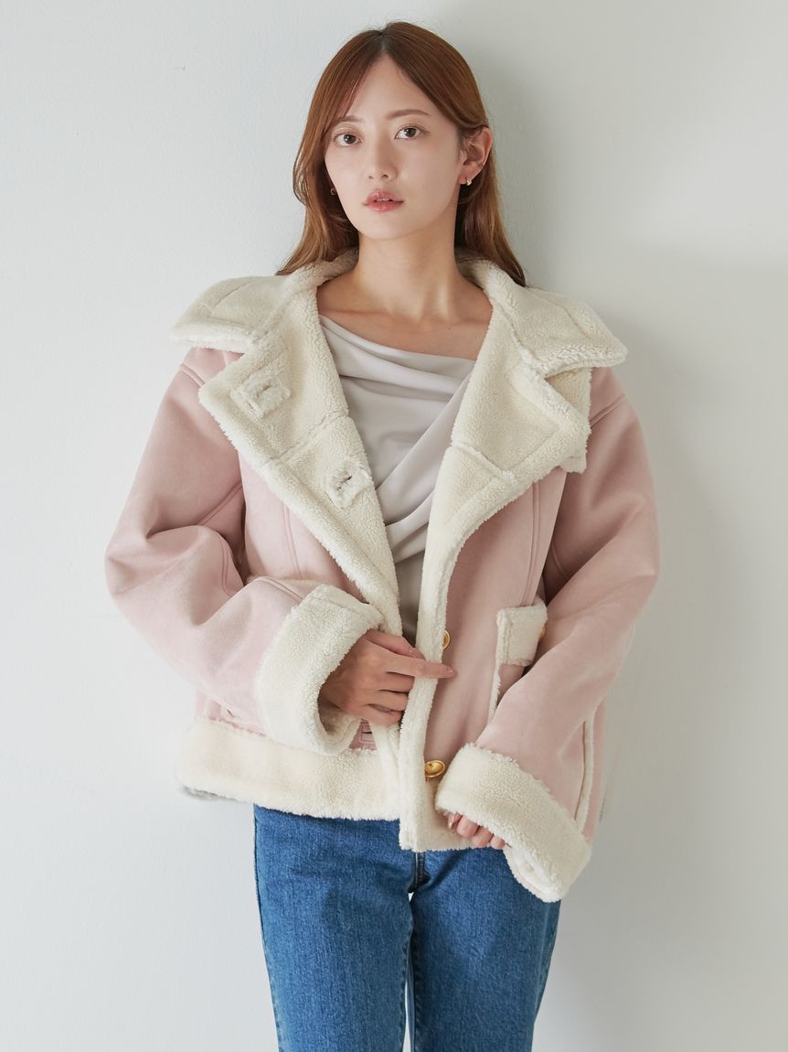 WEB限定/ボアコレクション】金ボタンバリエジャケット(ブルゾン