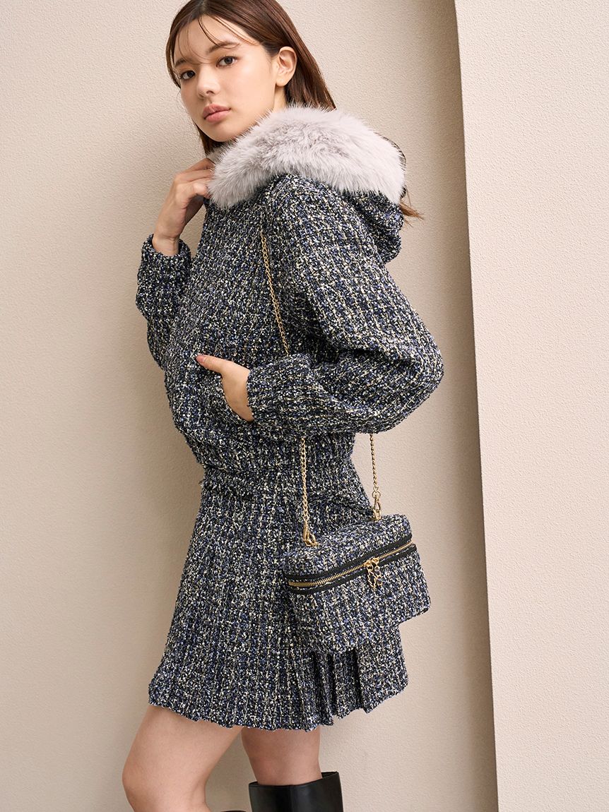 ガレナ　フード付きツイードブルゾン ファー付きツイードブルゾン(ブルゾン)｜アウター｜SNIDEL(スナイデル