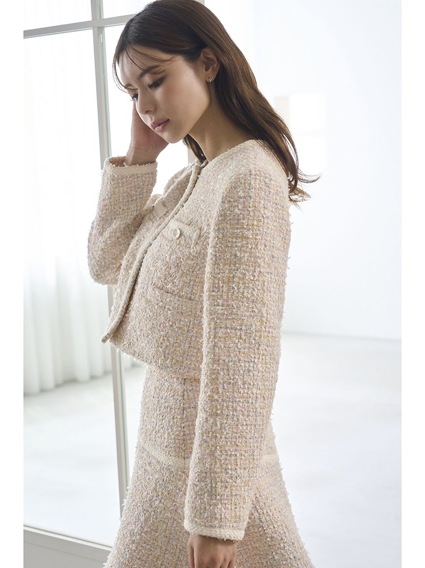 スナイデル　SNIDEL ツイードジャケット　ノーカラー ツイードジャケット(ノーカラージャケット)｜アウター｜SNIDEL