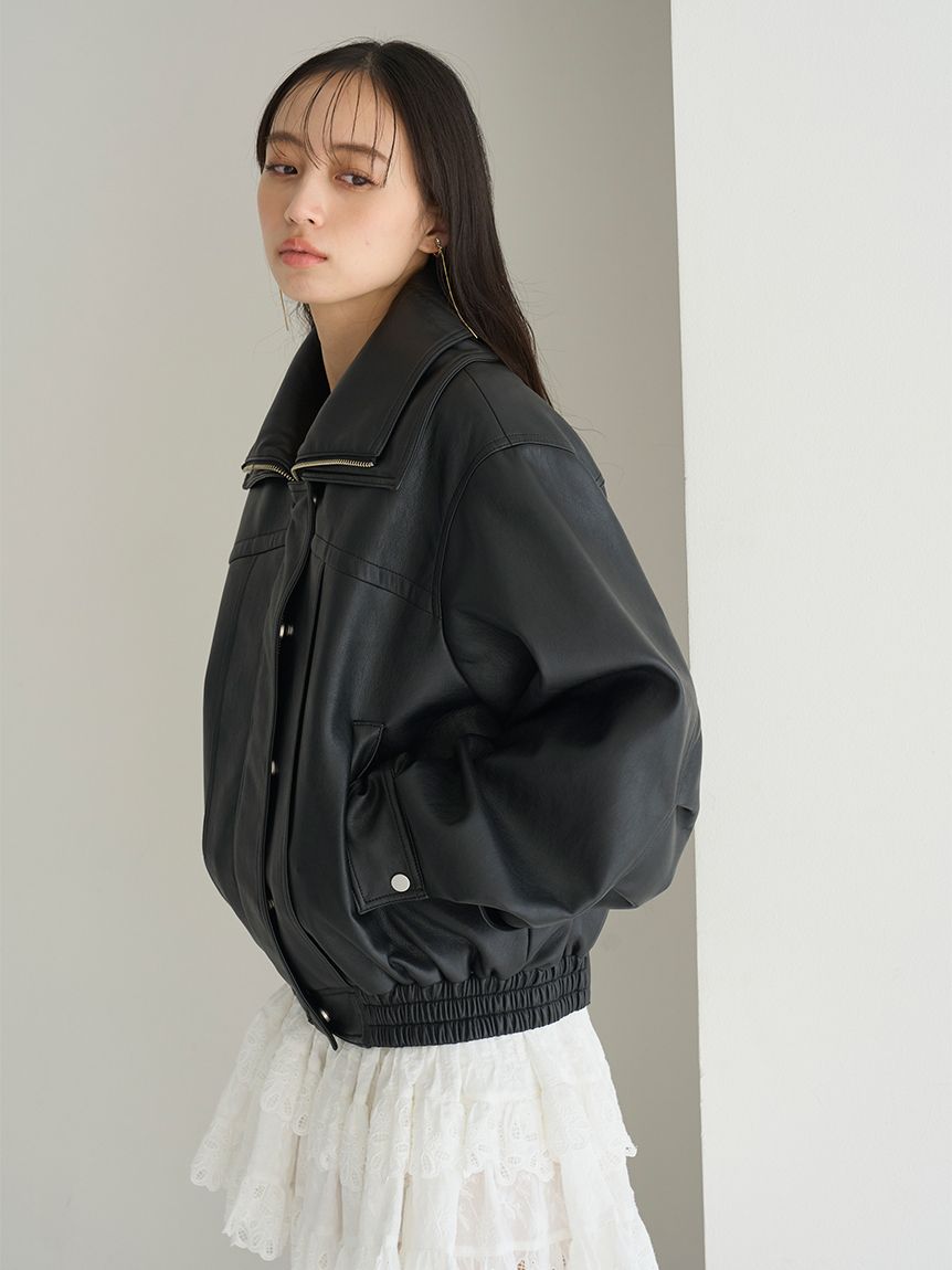 ビッグスタンドカラーレザーブルゾン(ブルゾン)｜アウター｜SNIDEL