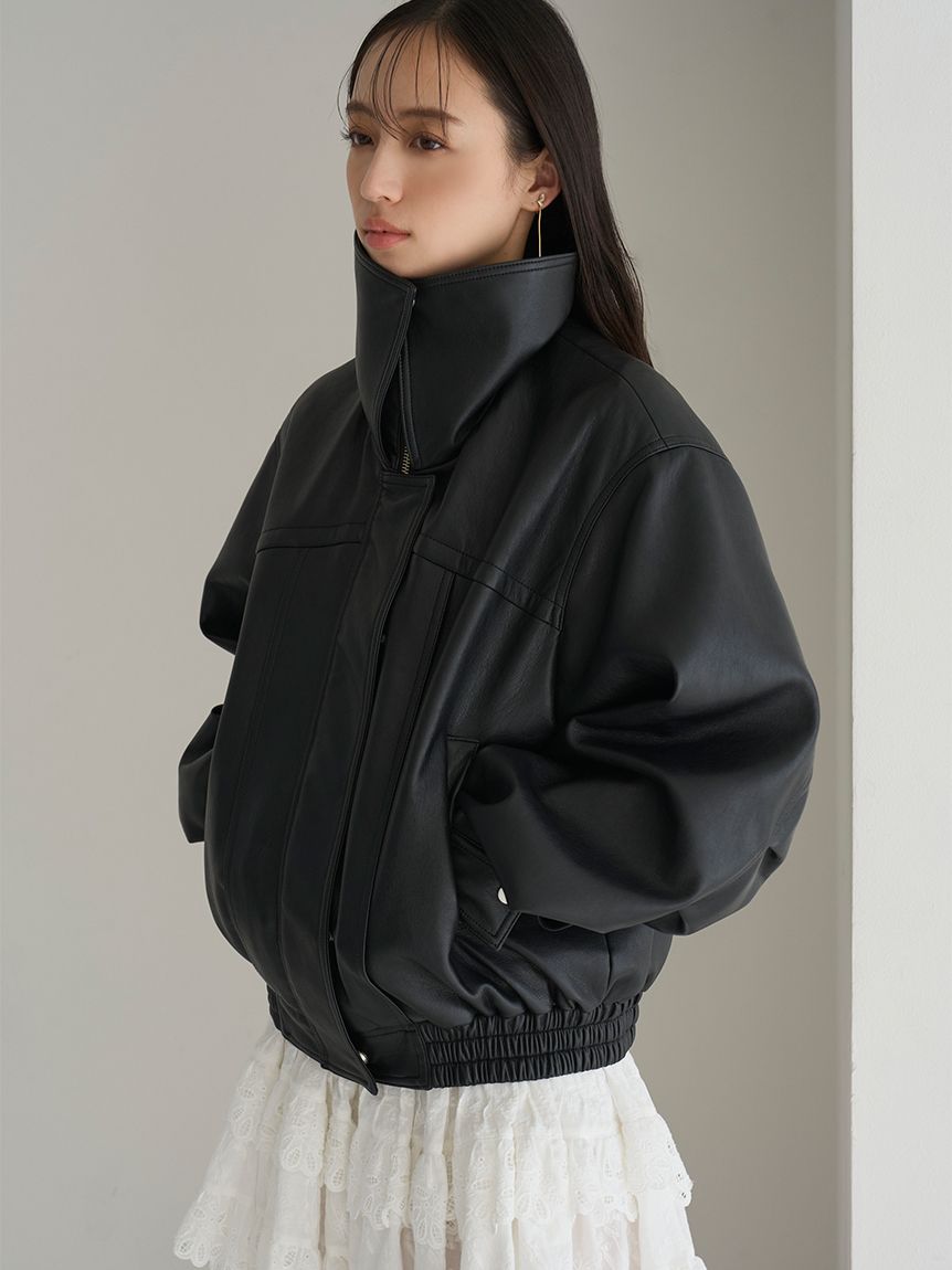 ビッグスタンドカラーレザーブルゾン(ブルゾン)｜アウター｜SNIDEL