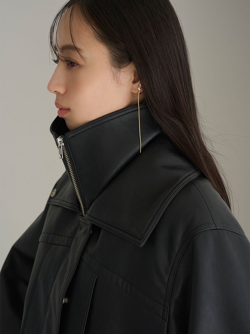 ビッグスタンドカラーレザーブルゾン(ブルゾン)｜アウター｜SNIDEL