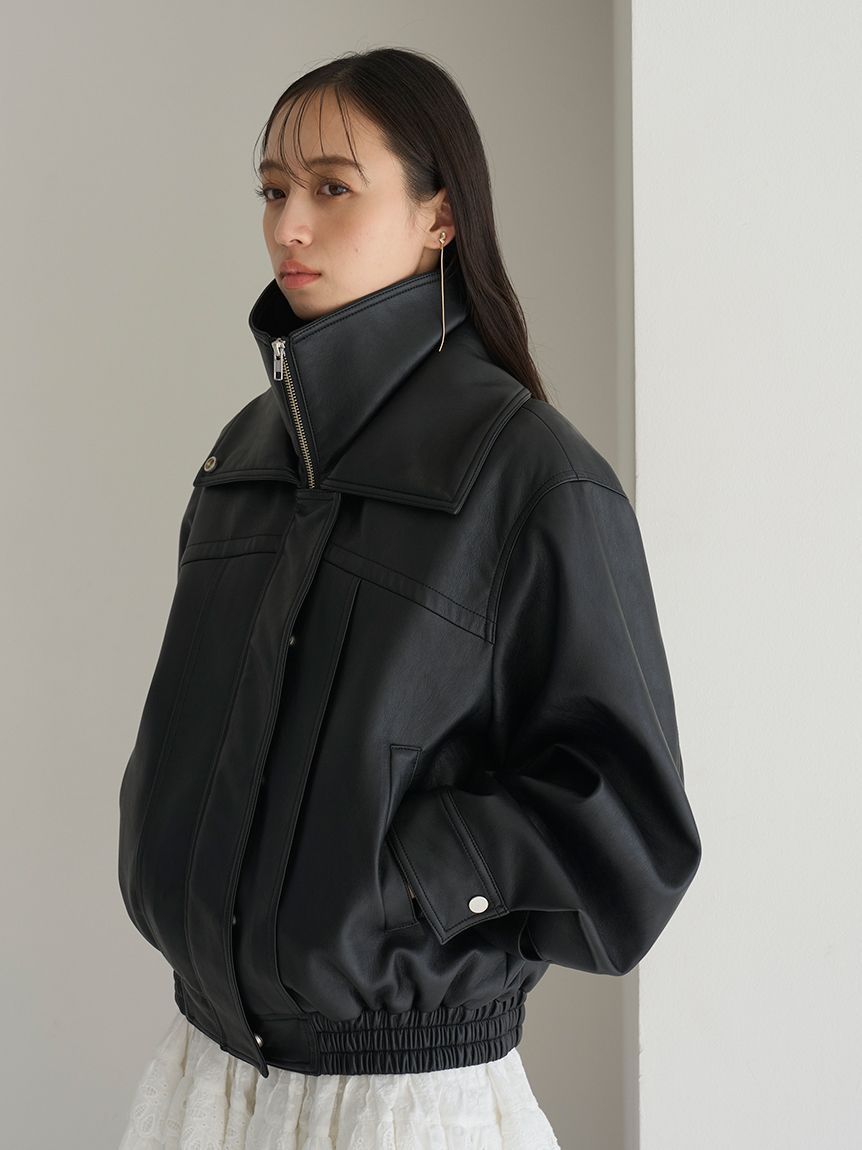 ビッグスタンドカラーレザーブルゾン(ブルゾン)｜アウター｜SNIDEL