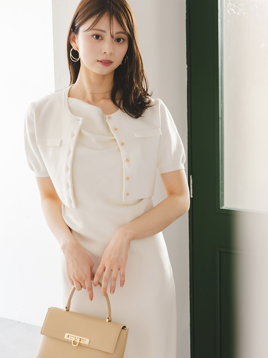 レースジャケット×サテンキャミワンピースSET(マキシ・ロング