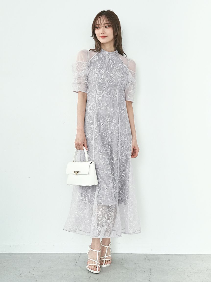 SNIDEL　シノワズリレースワンピース　サイズ0 SNIDEL スナイデル シノワズリレースドレス グレージュ/S｜結婚式