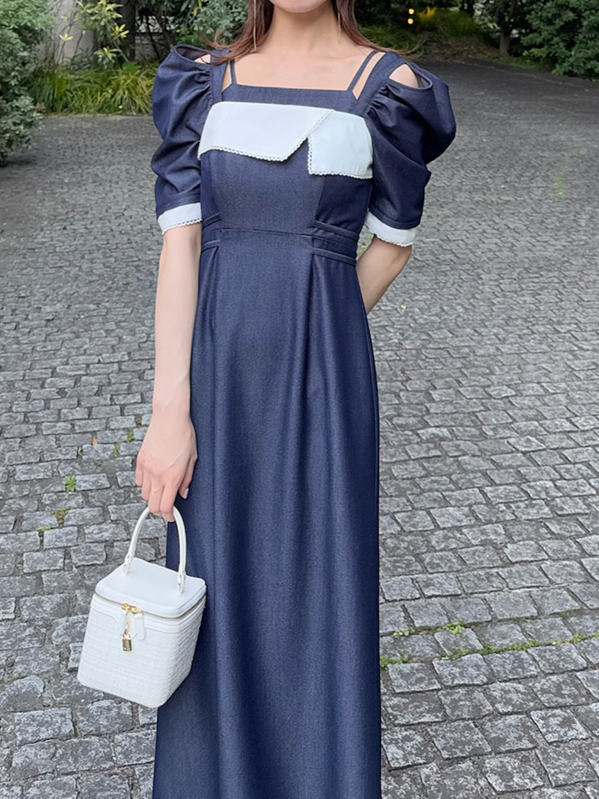 バイカラーバリエワンピース(マキシ・ロングワンピース