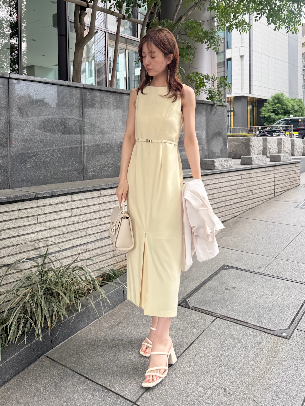 Sustainable スナイデル　ワンピース　LGLY SNIDEL ワンピース SustainableベルティッドIラインワンピース