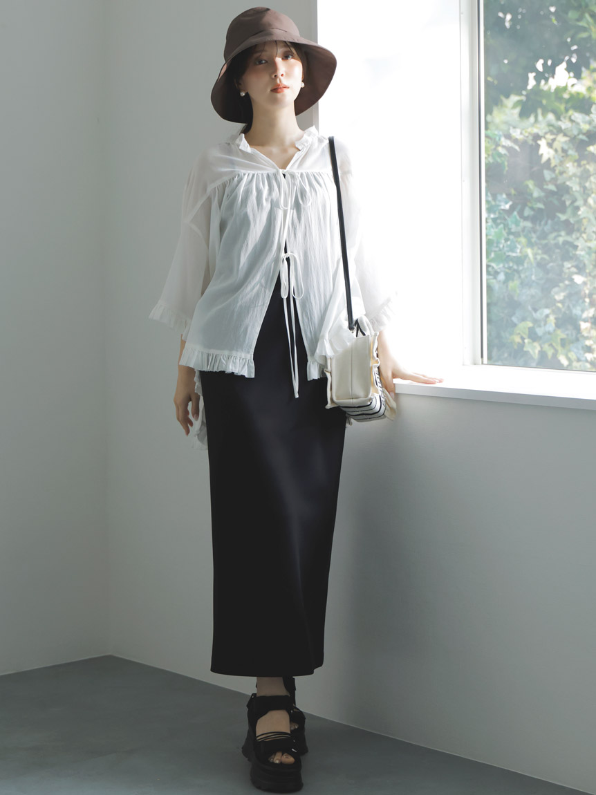 Sustainableペプラムチュールドレス(マキシ・ロングワンピース