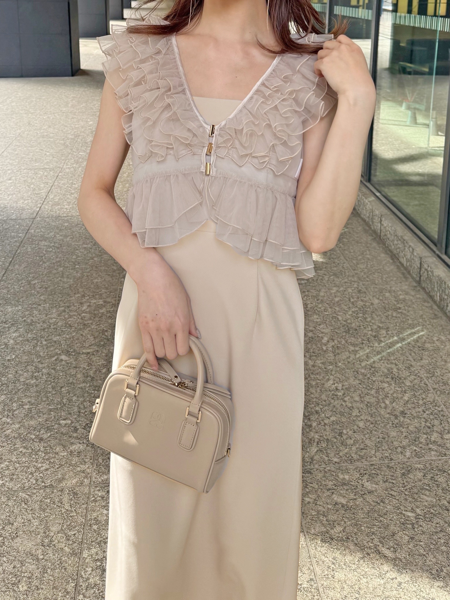 Sustainableペプラムチュールドレス(マキシ・ロングワンピース