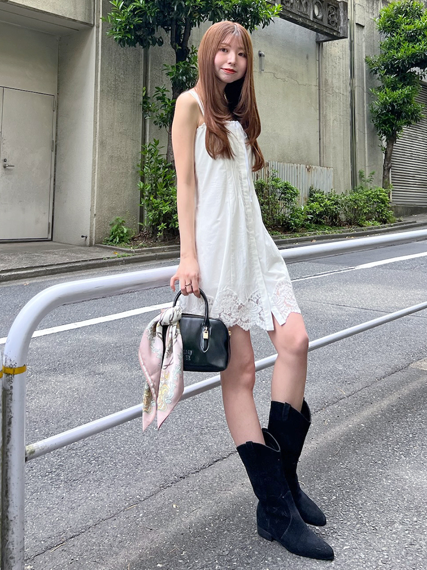 SNIDEL レーストリムコットンミニワンピース レーストリムコットンミニワンピース(ミニワンピース