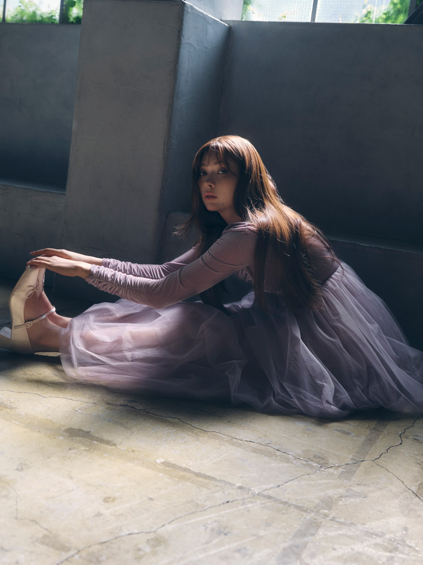 Chacott】ベロア×チュールワンピース(マキシ・ロングワンピース