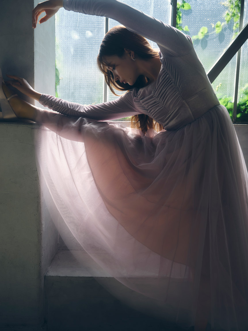 Chacott】ベロア×チュールワンピース(マキシ・ロングワンピース