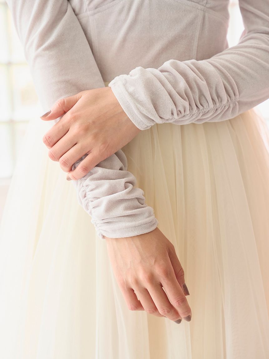 Chacott】ベロア×チュールワンピース(マキシ・ロングワンピース