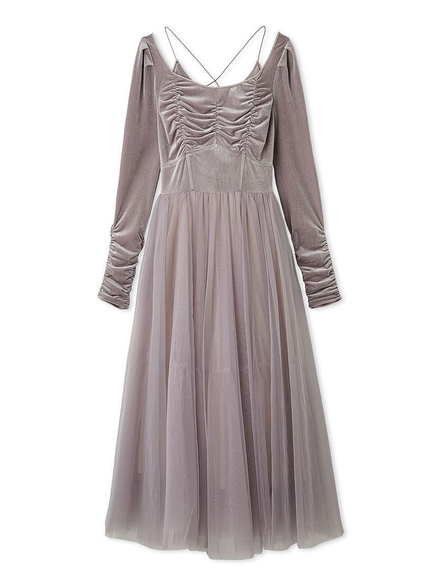 Chacott】ベロア×チュールワンピース(マキシ・ロングワンピース