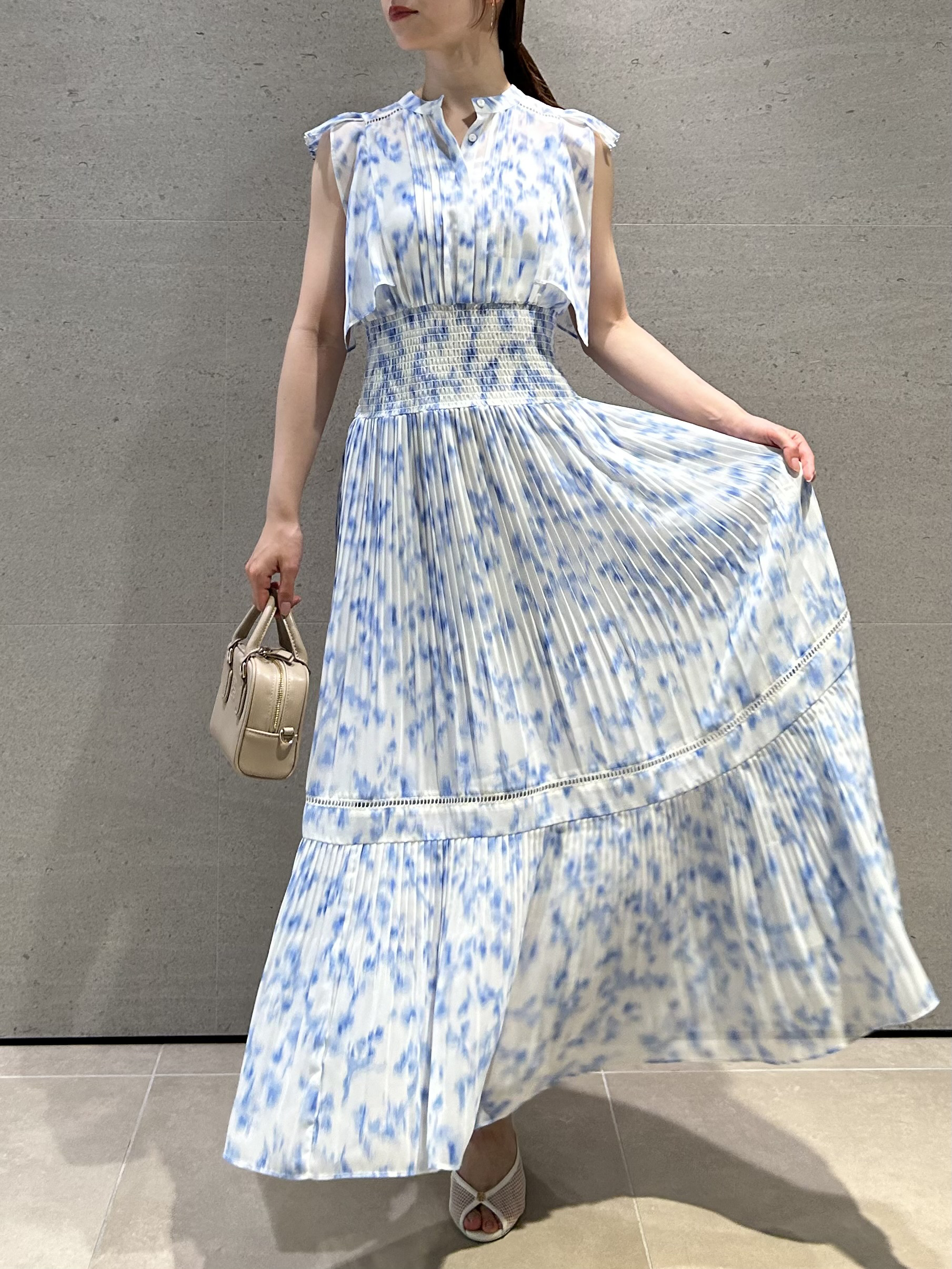 SNIDEL フラワープリント マキシワンピース サイズ2 Sustainableヘアラインフラワープリントワンピース(マキシ・ロング