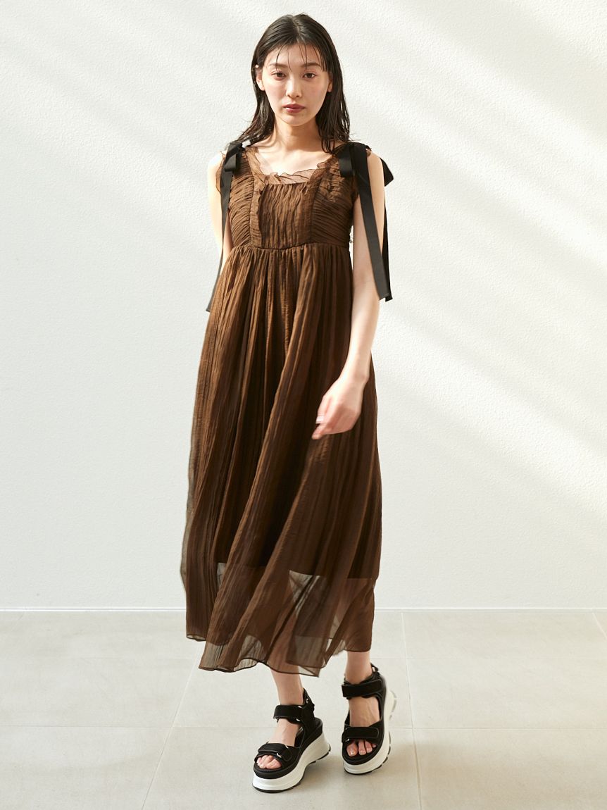 シアーシフォンワッシャーワンピース(マキシ・ロングワンピース