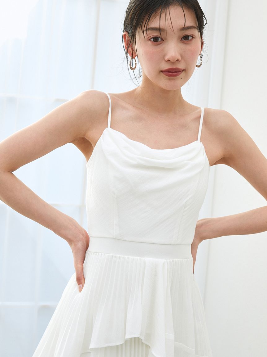 定価以下♥️新作新品✨SNIDELアシメントリーティアードキャミワンピース✨WHT アシメントリーティアードキャミワンピース(マキシ・ロング