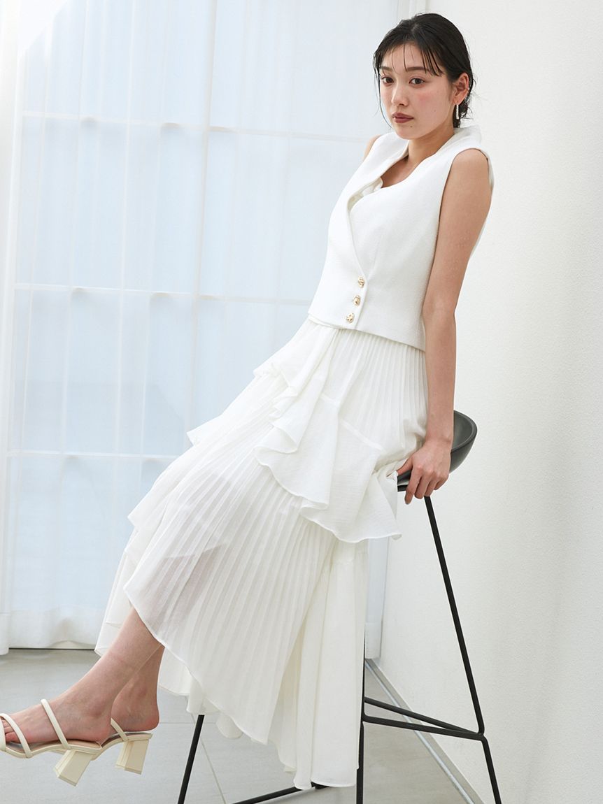 定価以下♥️新作新品✨SNIDELアシメントリーティアードキャミワンピース✨WHT アシメントリーティアードキャミワンピース（マキシ丈/ロング