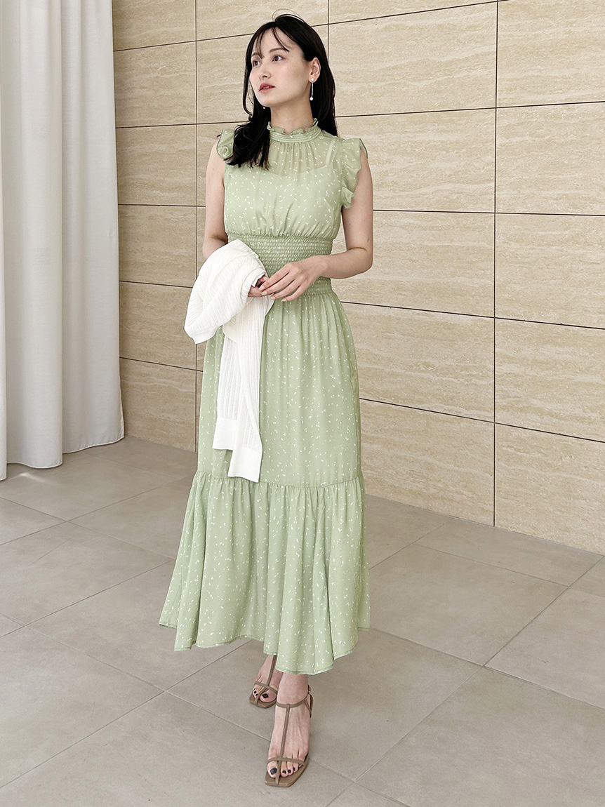 ノースリーブプリントワンピース(マキシ・ロングワンピース