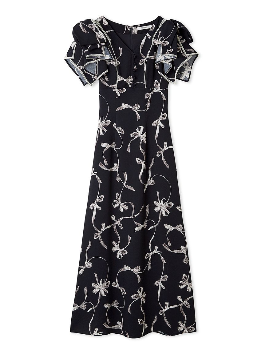 00サイズあり】Sustainableリボンプリントワンピース(マキシ