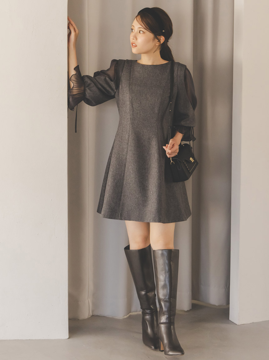 ぷ*ぽ様 レディライクフレアミニワンピース　【snidel】 レディライクフレアミニワンピース(ミニワンピース)｜ワンピース