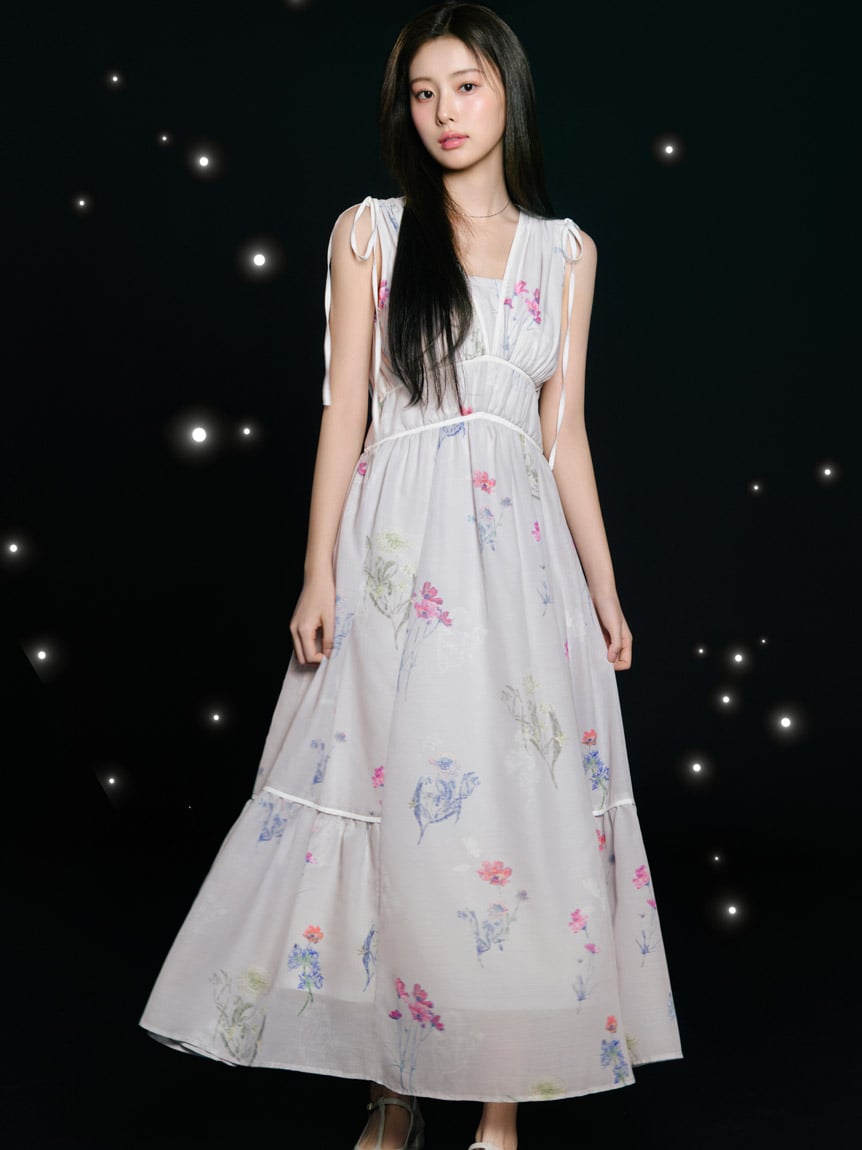 SNIDEL 花柄 ロングワンピース サイズ0 00サイズあり】フラワードロストディティールワンピース(マキシ