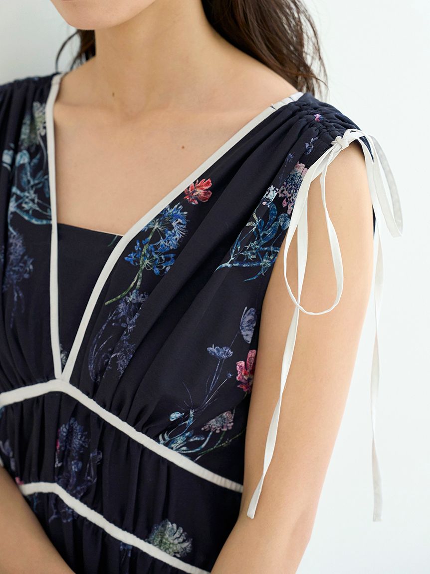 00サイズあり】フラワードロストディティールワンピース(マキシ