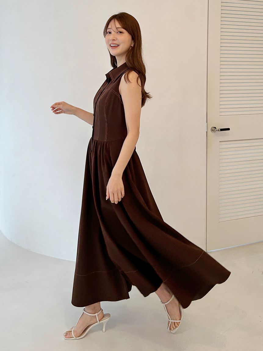 Sustainableコルセットディテールシャツワンピース(マキシ