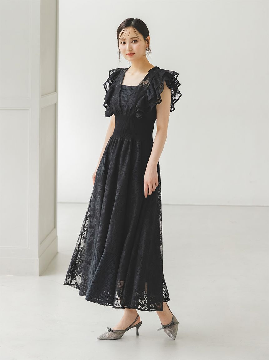 レッスンドレス ウエストリブレースドレス(マキシ・ロングワンピース