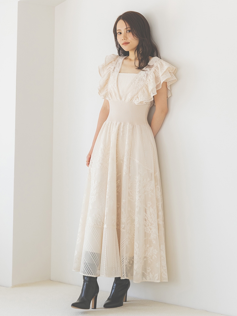 ウエストリブレースドレス(マキシ・ロングワンピース)｜ワンピース
