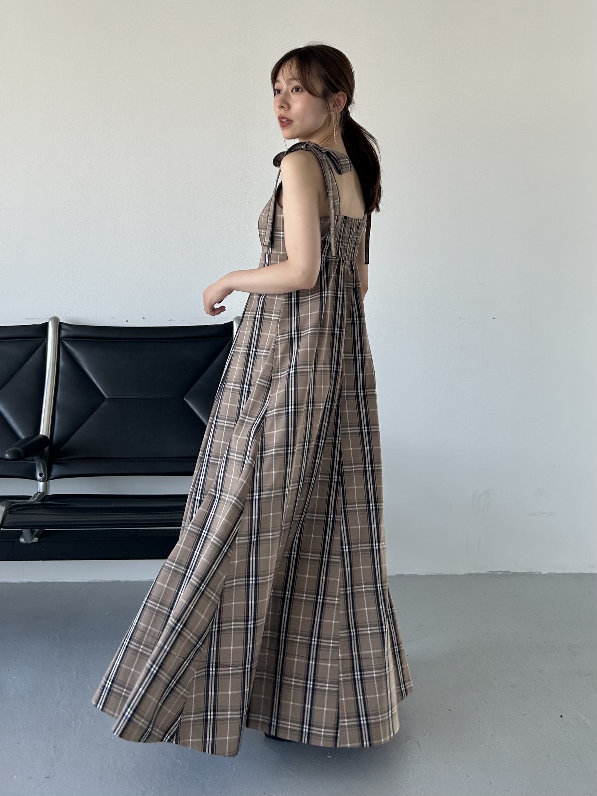 snidel タックキャミワンピース　チェック タックキャミワンピース(マキシ・ロングワンピース)｜ワンピース