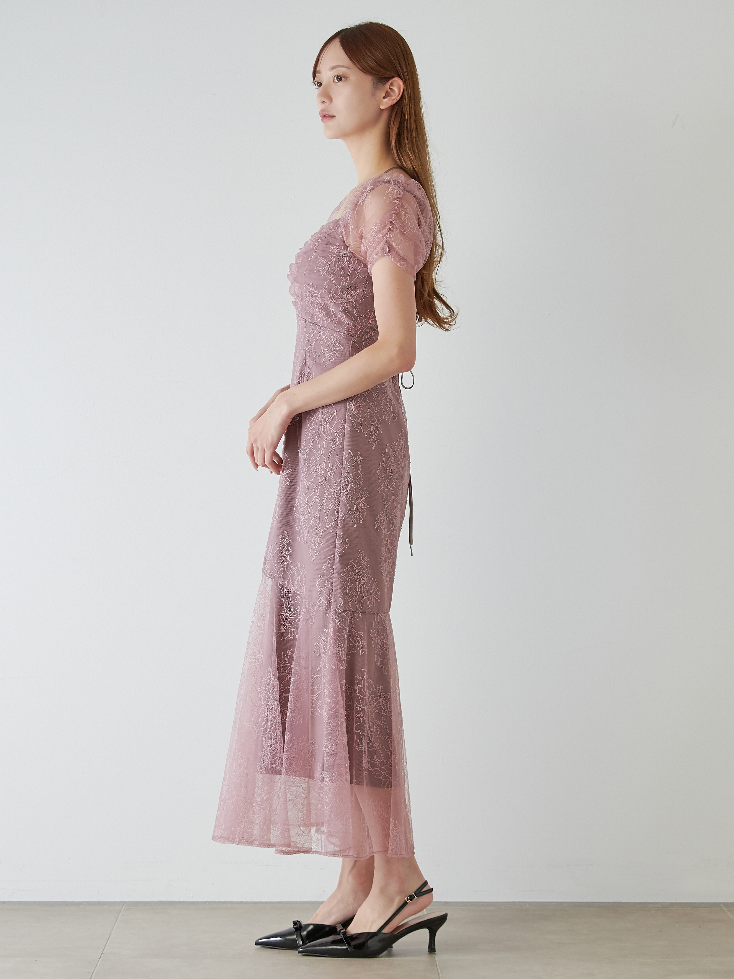SNIDEL ワンピース ドレス Sustainableペプラムチュールドレス（ワンピース）｜SNIDEL