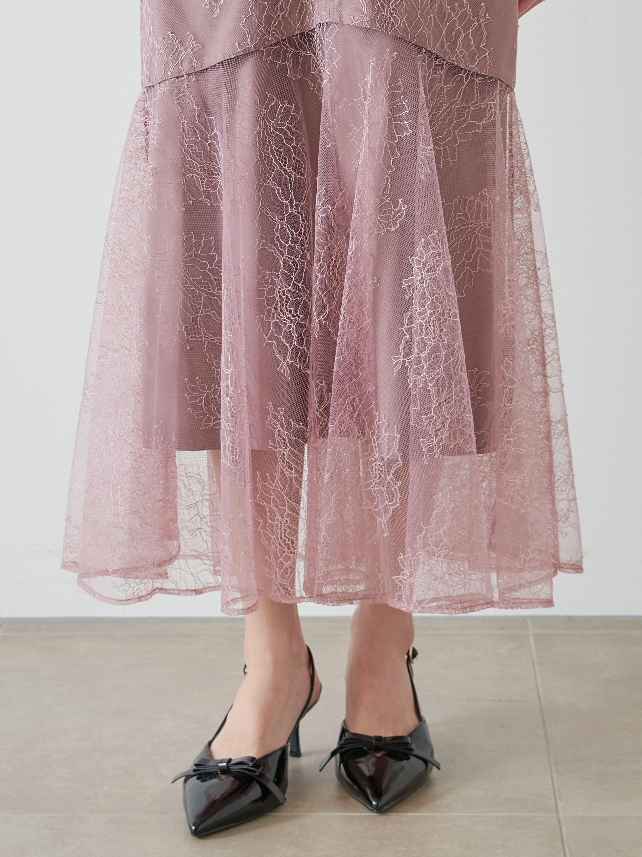 SNIDEL スナイデル　ワンピース　レースドレス　コーラルピンク SNIDEL スナイデル ワンピース レースドレス コーラルピンク