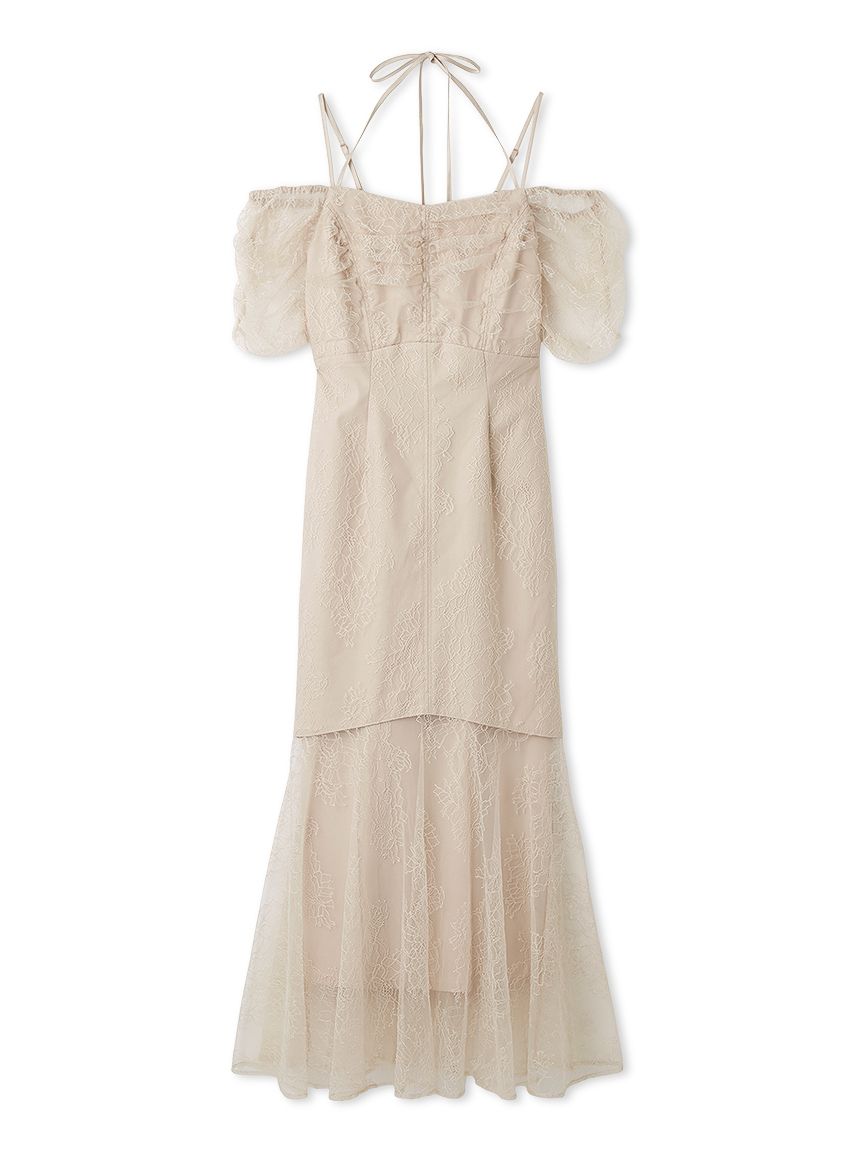 ギャザードレープレースドレス(マキシ・ロングワンピース)｜ワンピース